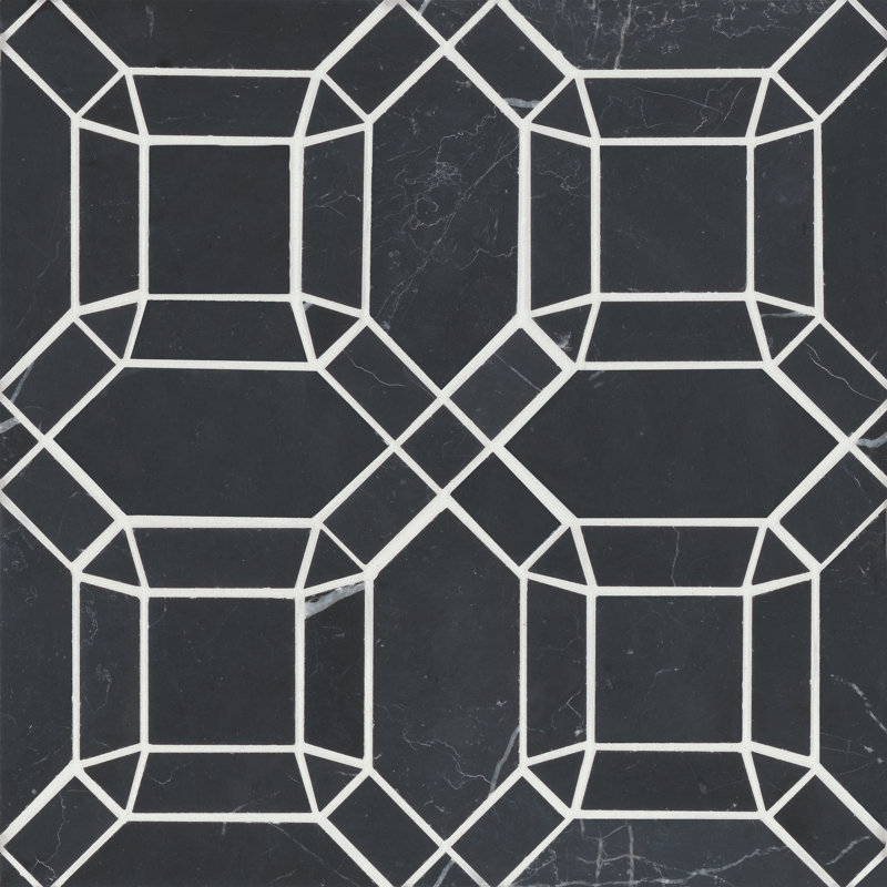 Monet Marble Mosaic Wall & Floor Tile, Nero Marquina