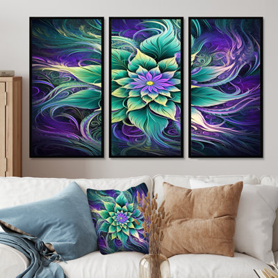 Vibrant Green Future Flower - Boho Mandala Wall Art Print Set