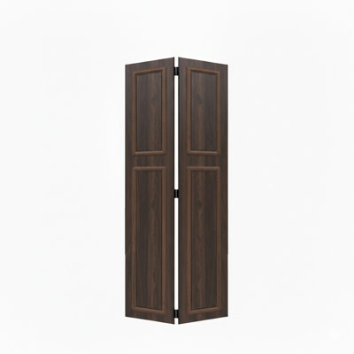 Porte pliante en panneau de fibres à densité moyenne à 2 panneaux en noyer de 18 po et 30 po x 84 po à 3/4 po d'épaisseur avec quincaillerie de placard