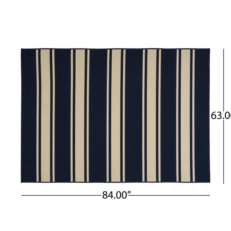 Tapis décoratif d'extérieur - 5 pi 3 po x 7 pi, polypropylène bleu marine