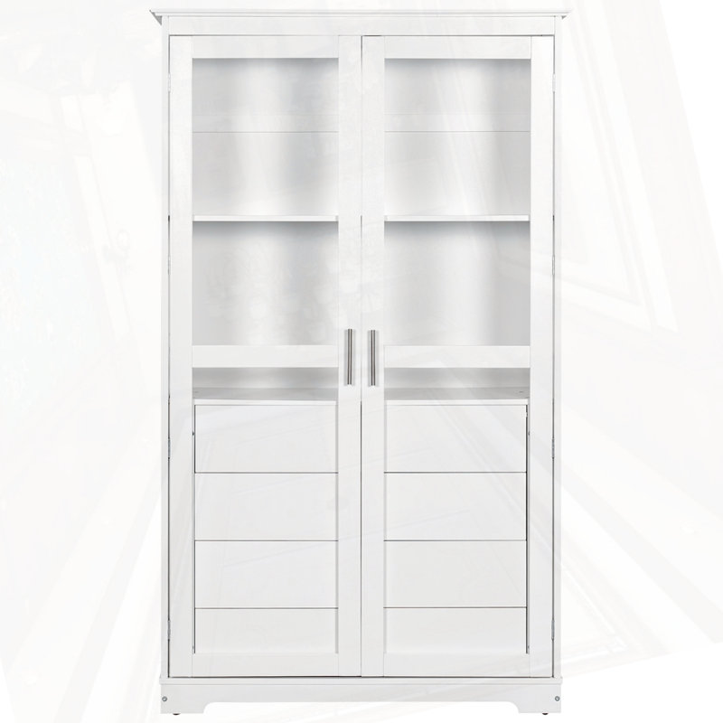 Vitrine de rangement autoportante pour cuisine, Blanc