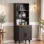 Armoire de rangement Farmhouse avec 4 pieds en forme de gourde, 1 tiroir, 1 armoire et des tablettes ouvertes-499537348