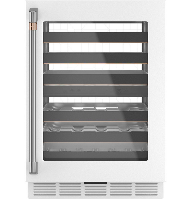 Café Dual Zone 23.75'' 46 Bottle Wine & Beverage Refrigerator with Reversible Door, Matte White