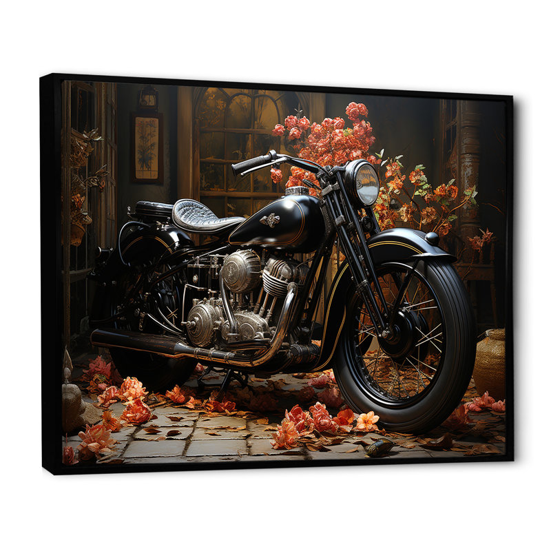 Noir mystère de la moto, Cadre flottant noir, H 12 po x l 20 po x P 1 po