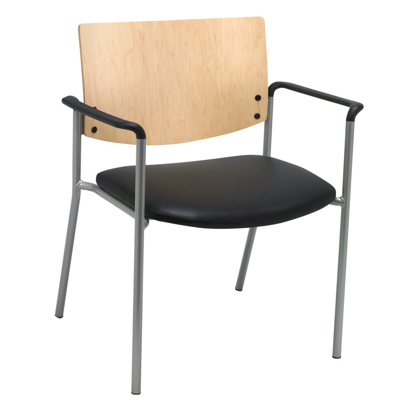 Chaise de salle d'attente empilable en vinyle Evolve, Naturel, Vinyle noir