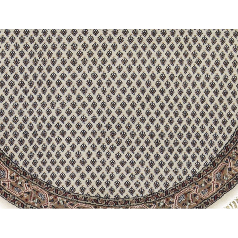 Tapis rond crème de haute qualité noué à la main