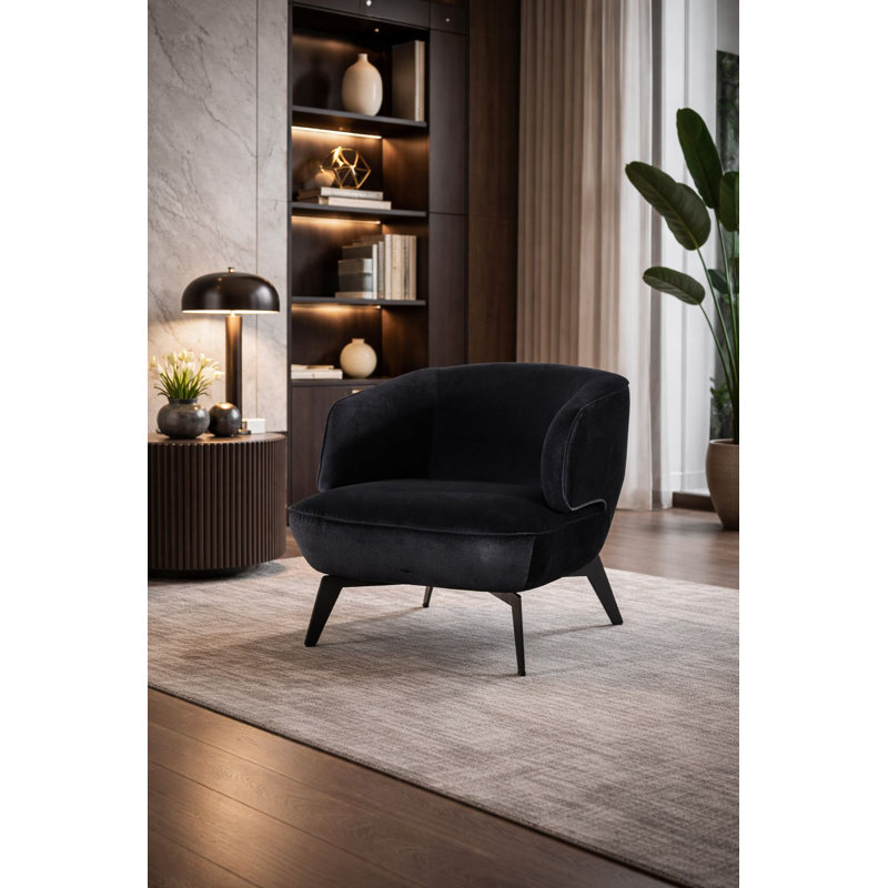 Iuan Velvet Armchair, Black