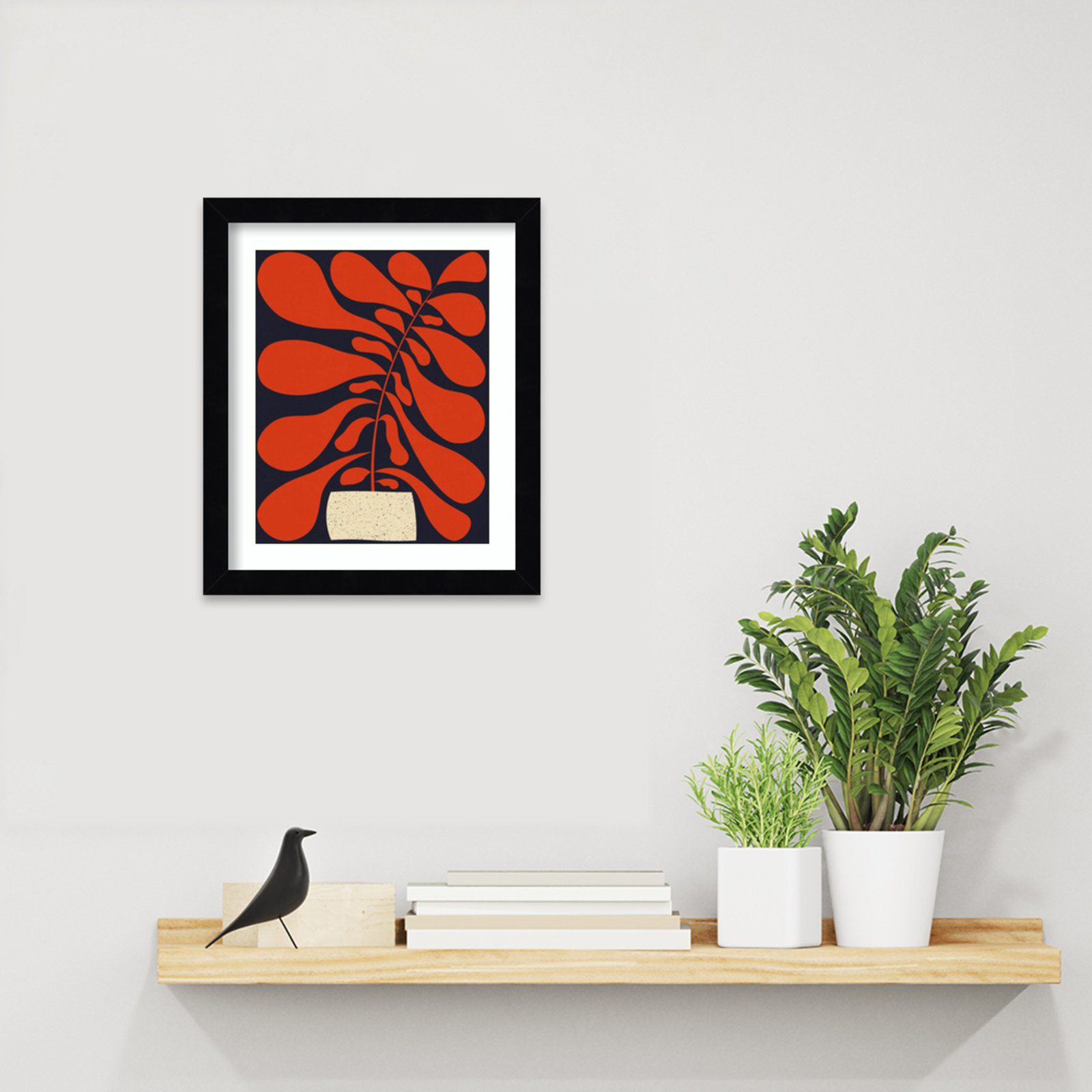 Lynne "Lazy Plant No. 1" Print, Black, 13" H x 11" W