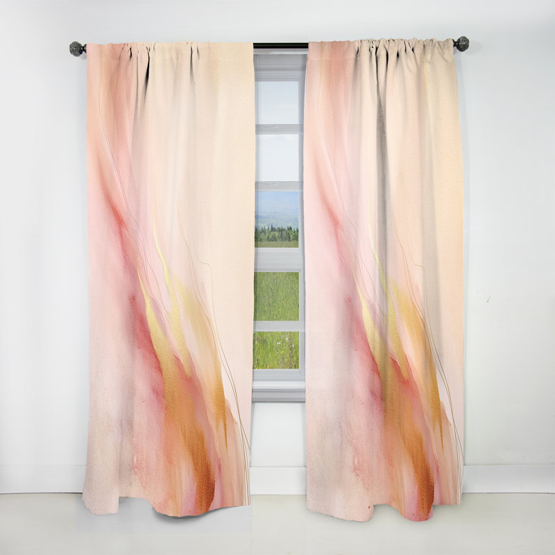 Adamine Pink And Gold Enchanted Spills V - Modern Curtain - Velvet Room Darkening - 1 panel, 52" W x 84" L