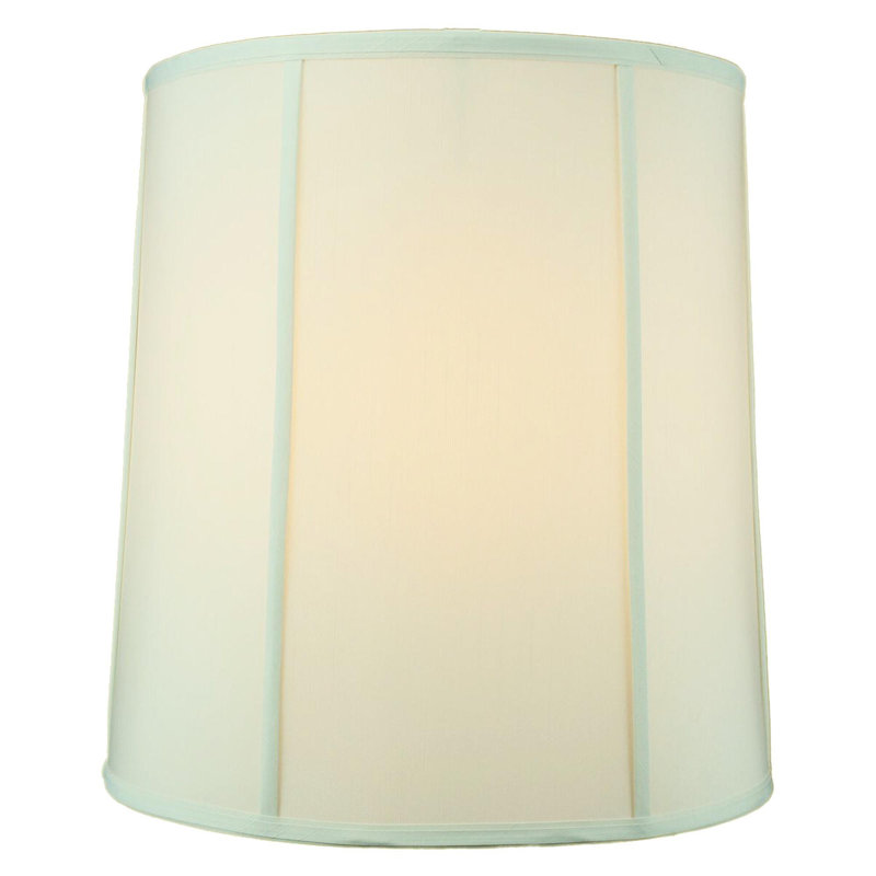 Abat-jour tambour en soie / coquille d'œuf H 19 po x l 18 po blanc