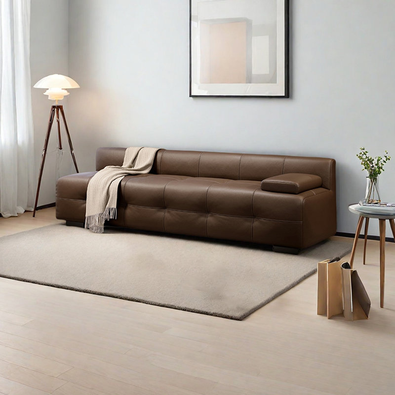 Élégante chaise longue élégante en similicuir, Orienté à droite, Brun