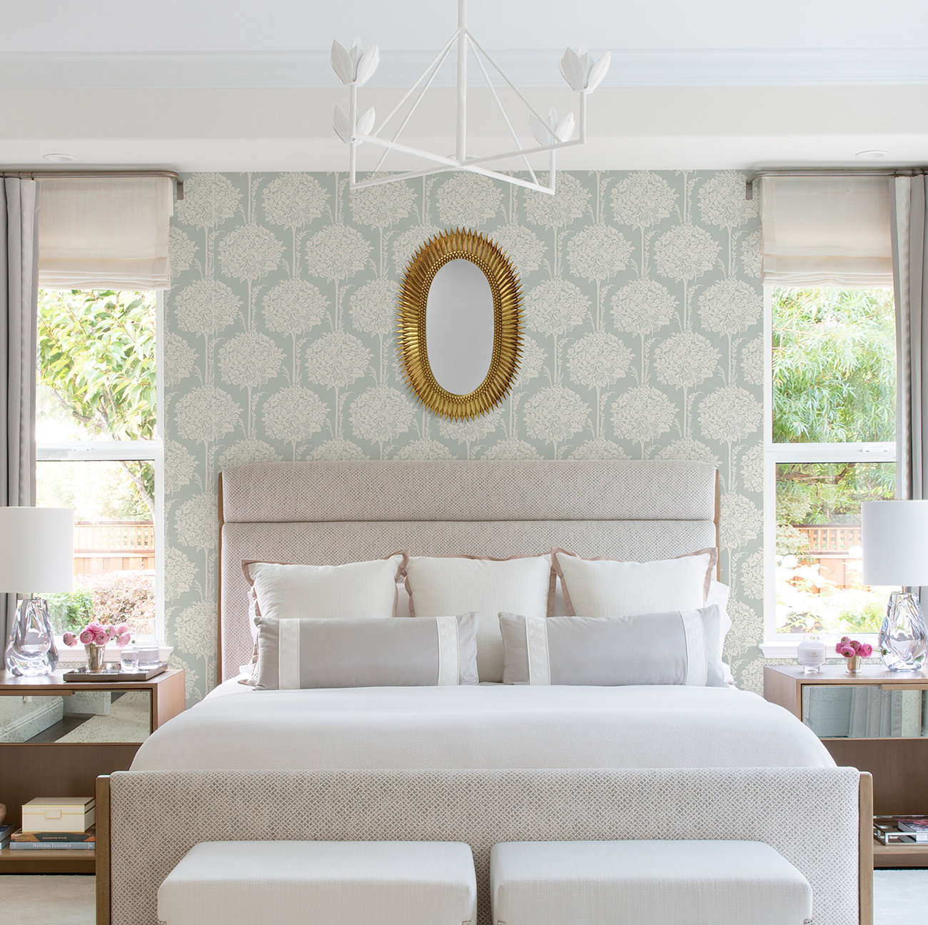 Erelina Floral Wallpaper, Light Blue