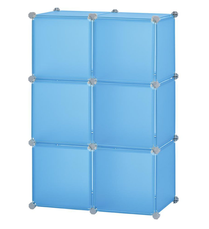 98cm H x 66.5cm W Plastic Cube Bookcase, Blue