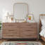 Commode double à 6 tiroirs en bois massif Aldiana, aucun assemblage requis