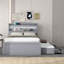 Lit plateforme simple TG avec tiroirs de rangement, tête de lit à DEL, station de charge et lit gigogne simple, aucun sommier requis, gris-2085342064