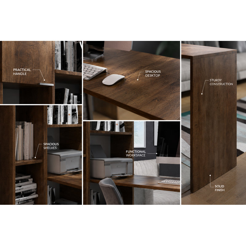 Amareya Modular Writing Desk, Dark Ash