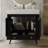 29.9" Modern Bathroom Vanity With Metal Legs, Black Wood Grain Cabinet, Marble Top & Ceramic Sink, Gold Knobs, No Mirror-61365958-57340333