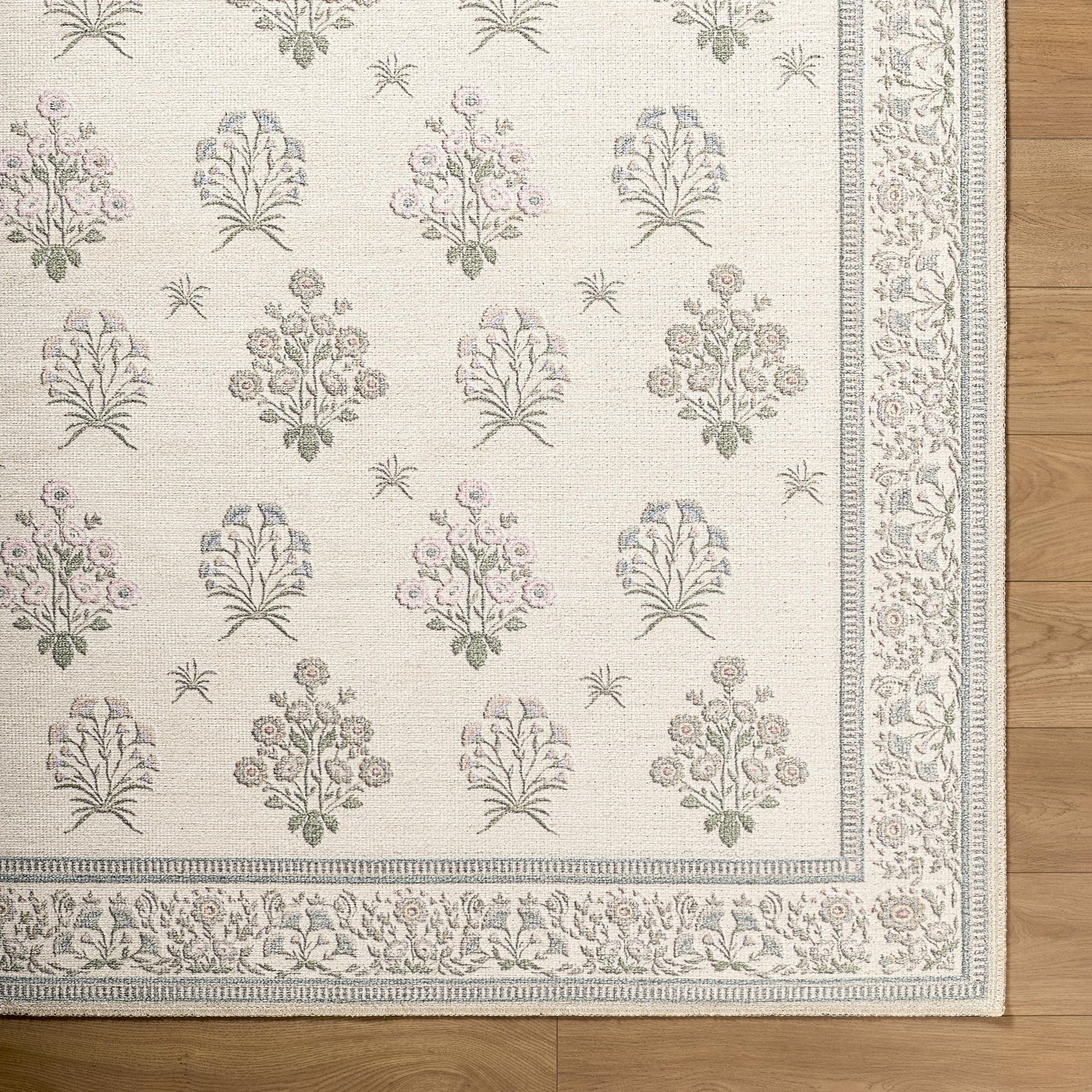 Myla Machine Washable Floral Area Rug, Rectangle 2' x 2'11"