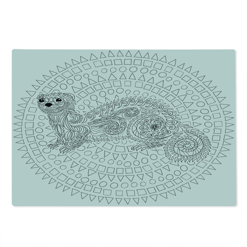 Ambesonne Animal Cutting Board Large Size Squirrel Geometric White Grey