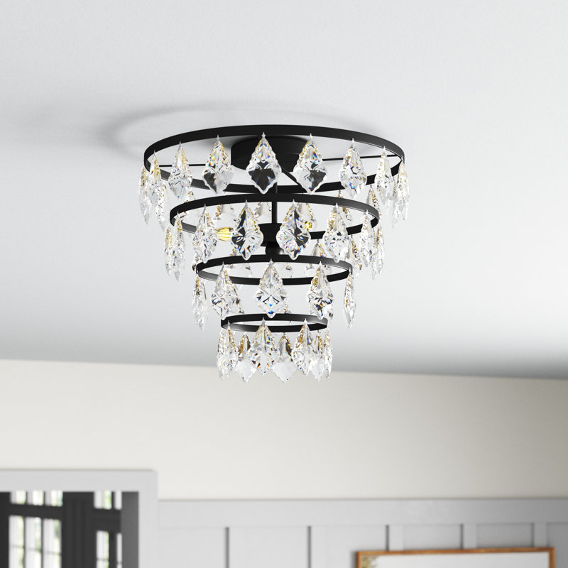 Plafonnier encastré 3 lumières Bryd, Noir, H 11 po x l 14 po x P 14 po