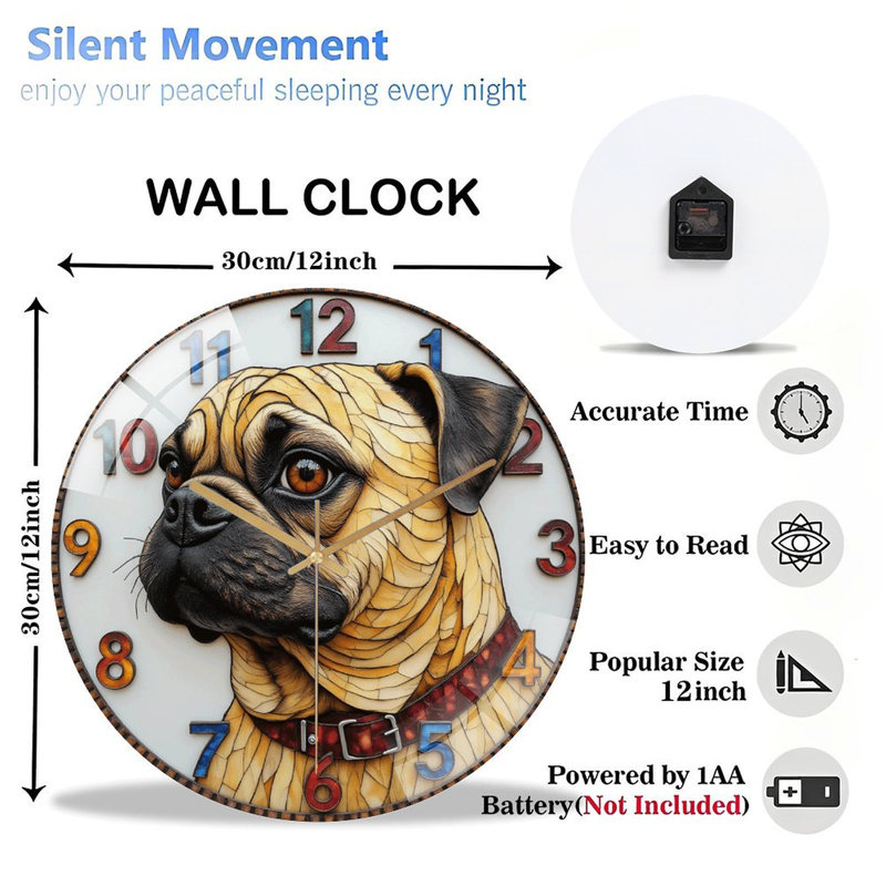 Horloge murale carlin avec œuvre d'art unique - horloge murale 12 po