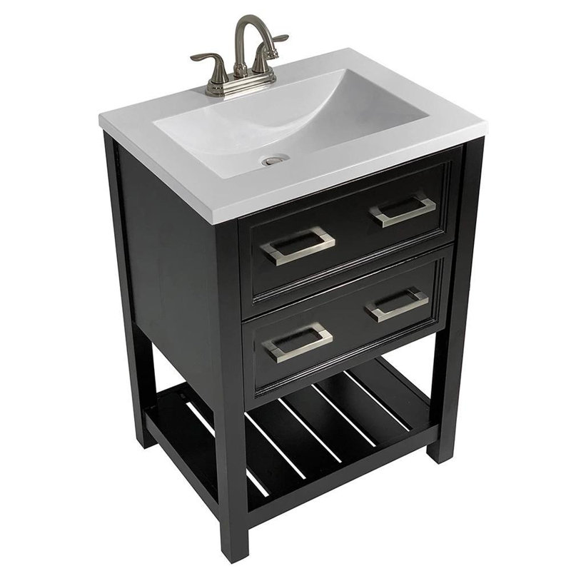 Meuble-lavabo de salle de bain simple 25 po milan, Espresso