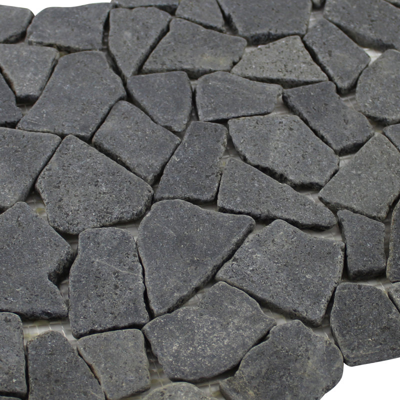 Carreau de mosaïque en pierre naturelle 12 po x 12 po Rainforest, Noir