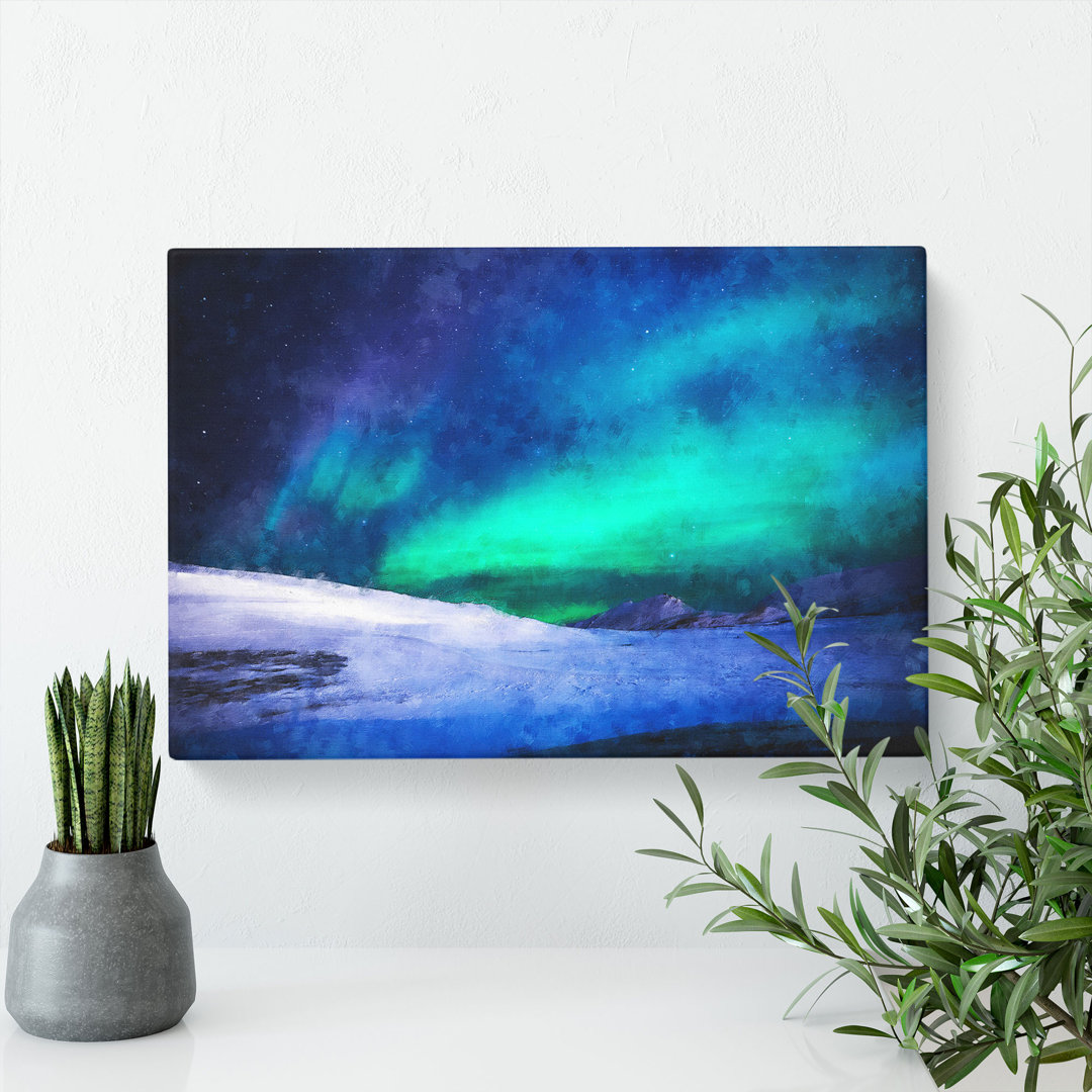 Aurora Borealis In Iceland Painting - Wrapped Canvas