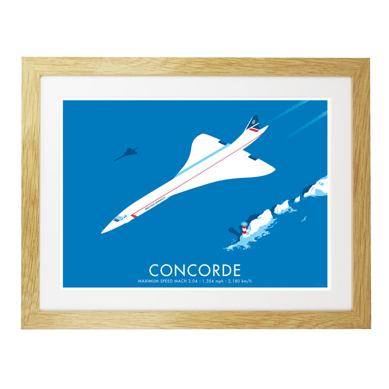 Concorde by Stephen Millership - Print, 33.5cm H x 43.5cm W x 2.2cm D, Oak