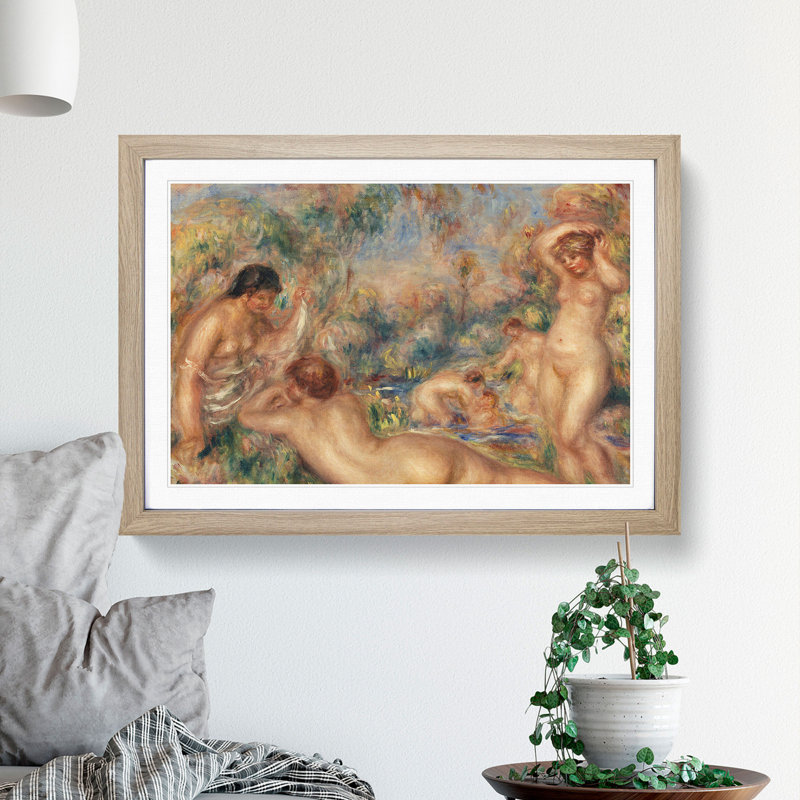 Bathers by Pierre-Auguste Renoir - Picture Frame Painting, Oak, 65cm H x 90cm W x 2cm D