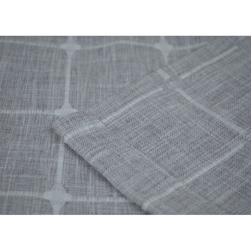 Plaid Tailored 56'' W Window Valance, Light Gray