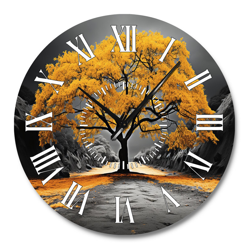 Horloge murale jaune et grise, Grand