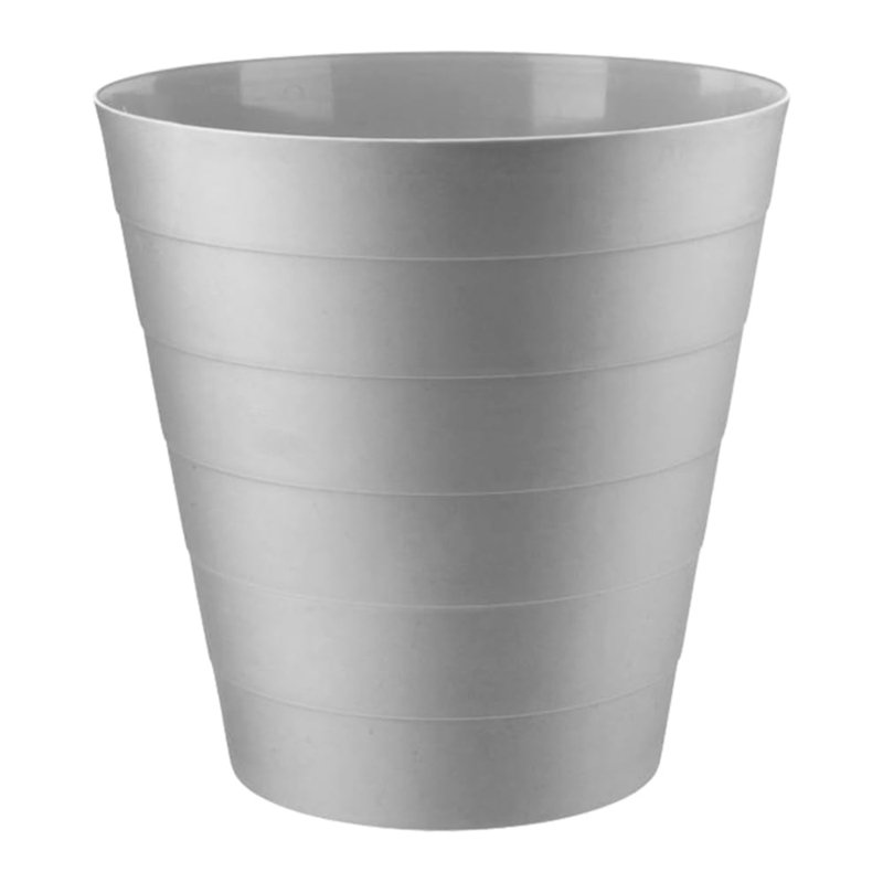 Derica Plastic Waste Paper Bin 6L Round Waste Basket Trash Can Lightweight Rubbish Bin (Grey)