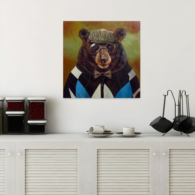 Papa, ours, art urbain contemporain, H 18 po x l 18 po