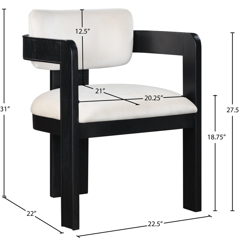 Chaise rembourrée Sacha Frink, Velours crème, Noir