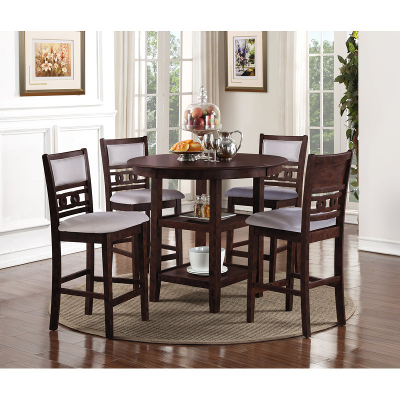Ensemble de salle à manger Ziemer Jackins, Brun cerisier, H 36,25 po x L 42,25 po x l 42,25 po
