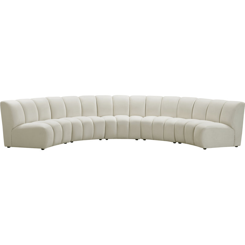 Canapé modulaire en velours Infinity, Velours crème, 5 pièces