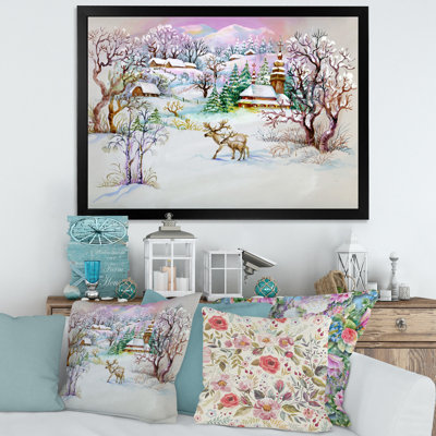 Winter Village Life - peinture sur toile