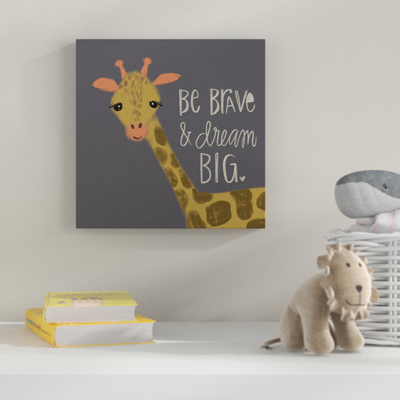 « be courage rêve big giraffe », art mural, Toile, H 24 po x l 24 po