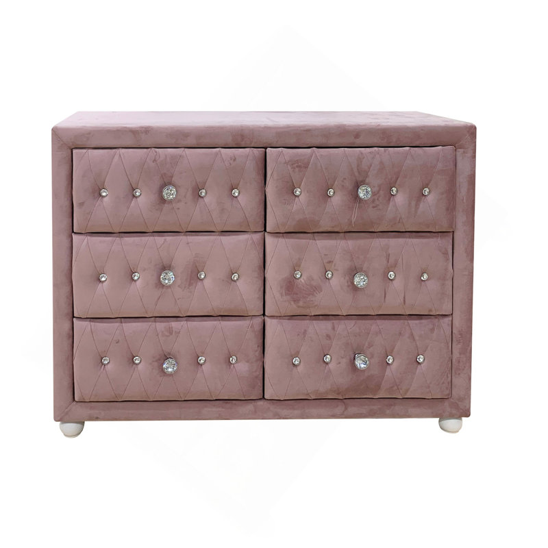 Commode en tissu rose