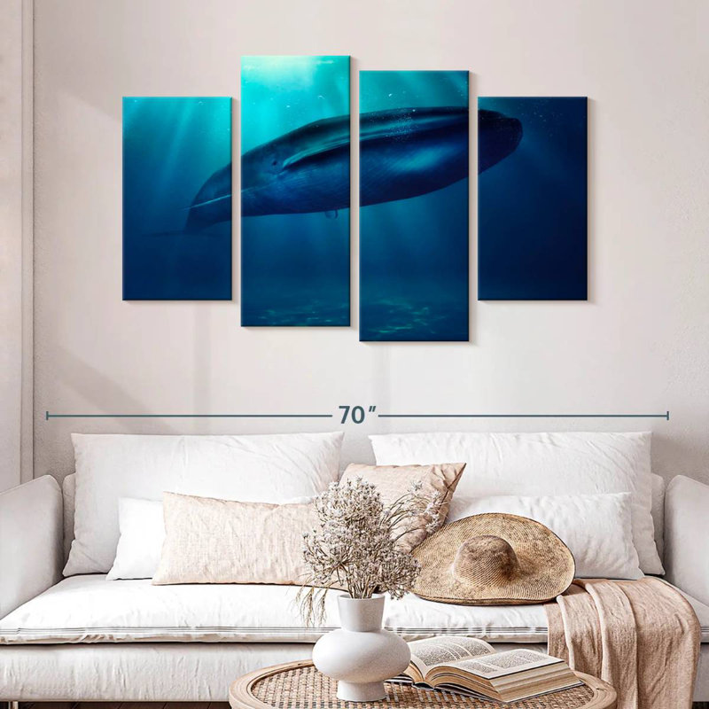 Baleine bleue Brampt sous l'eau, H 32 po x l 52 po