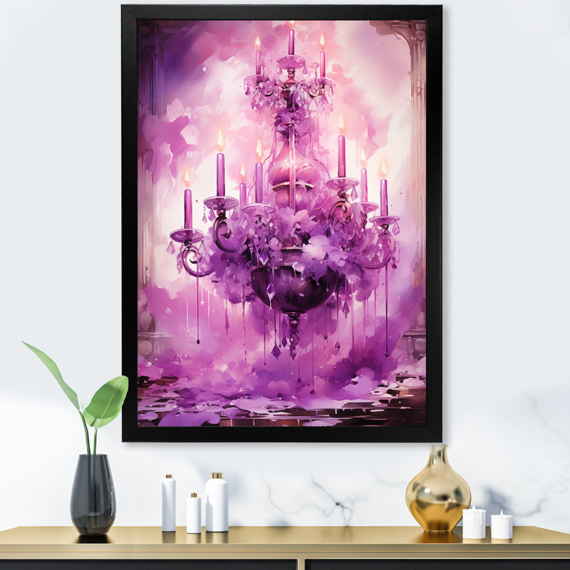Lustre mauve cristal élégance - lustre, art mural, Cadre photo noir, H 44 po x l 34 po x P 1,5 po