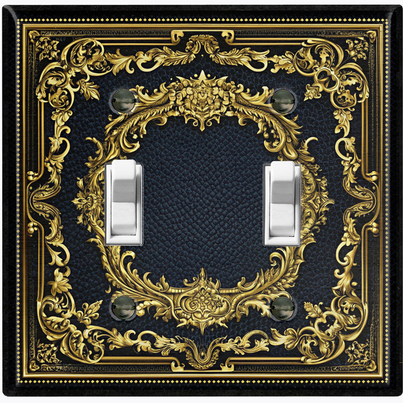 Couvercle de plaque d'interrupteur en métal; Bascule de taille standard 2 US - image imprimée d'un cadre floral victorien