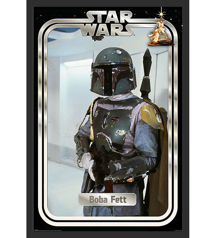 Boba Fett Retro Card, impression sur affiche encadrée