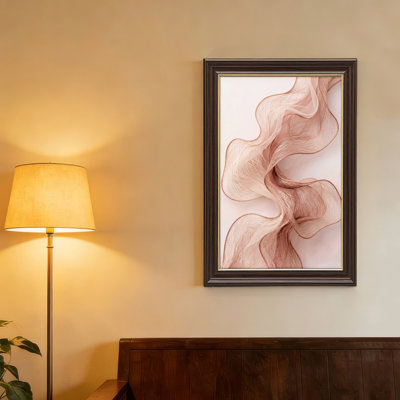 Art mural antique sur toile encadré doré pour le salon, la chambre à coucher, le bureau ou le vestibule - Décoration murale décorative avec vagues abstraites
