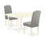 L'ensemble de salle à manger 3 pièces contient une table de salle à manger rectangulaire avec Dropleaf et 2 chaises Parson rembourrées en similicuir, blanc lin-106903168-106903172-109975704