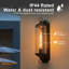 Applique murale d'extérieur noir mat avec verre nervuré cognac, lampe murale d'extérieur H 19,7 po, étanche IP44 et homologué UL
