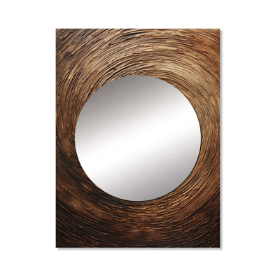 Brown Calm Current Spiral I - Abstract Spirals Large Wall Mirror, Modern Decorative Mirror, Printed Metal Art
