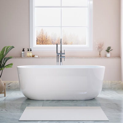 Baignoire de trempage autoportante en acrylique avec drain et trop-plein de 67 po, 92 gallons