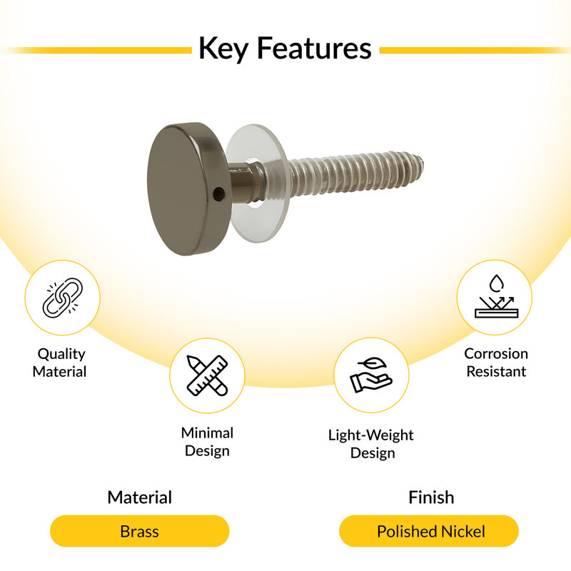 Brixwell SRKNWBMPN Stud Replacement Set 3/4" Diameter Polished Nickel Finish, Polished Nickel